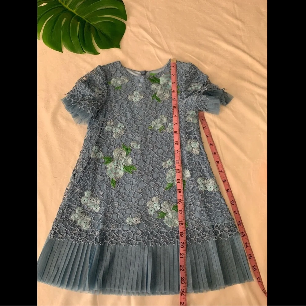 NEW $248 Tadashi Shoji Kids Bella Blossom Lace Dress Blue [Girls SZ‎ 6 ] #G369
